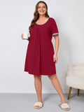 Women's Plus Size Nightgown Short Sleeve Sleepwear Dress Casual Loungewear