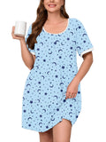 Women's Plus Size Nightgown Short Sleeve Sleepwear Dress Casual Loungewear