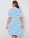 Women's Plus Size Nightgown Short Sleeve Sleepwear Dress Casual Loungewear