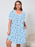 Women's Plus Size Nightgown Short Sleeve Sleepwear Dress Casual Loungewear