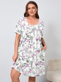 Women's Plus Size Nightgown Short Sleeve Sleepwear Dress Casual Loungewear