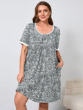 Women's Plus Size Nightgown Short Sleeve Sleepwear Dress Casual Loungewear