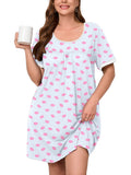Women's Plus Size Nightgown Short Sleeve Sleepwear Dress Casual Loungewear