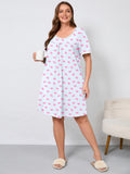 Women's Plus Size Nightgown Short Sleeve Sleepwear Dress Casual Loungewear