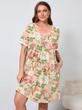 Women's Plus Size Nightgown Short Sleeve Sleepwear Dress Casual Loungewear