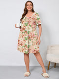 Women's Plus Size Nightgown Short Sleeve Sleepwear Dress Casual Loungewear