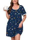 Women's Plus Size Nightgown Short Sleeve Sleepwear Dress Casual Loungewear