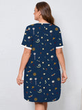 Women's Plus Size Nightgown Short Sleeve Sleepwear Dress Casual Loungewear