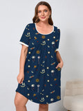 Women's Plus Size Nightgown Short Sleeve Sleepwear Dress Casual Loungewear