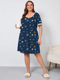 Women's Plus Size Nightgown Short Sleeve Sleepwear Dress Casual Loungewear