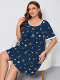 Women's Plus Size Nightgown Short Sleeve Sleepwear Dress Casual Loungewear