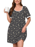 Women's Plus Size Nightgown Short Sleeve Sleepwear Dress Casual Loungewear