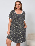 Women's Plus Size Nightgown Short Sleeve Sleepwear Dress Casual Loungewear