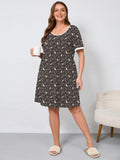 Women's Plus Size Nightgown Short Sleeve Sleepwear Dress Casual Loungewear