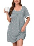 Women's Plus Size Nightgown Short Sleeve Sleepwear Dress Casual Loungewear