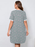 Women's Plus Size Nightgown Short Sleeve Sleepwear Dress Casual Loungewear
