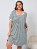 Women's Plus Size Nightgown Short Sleeve Sleepwear Dress Casual Loungewear