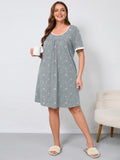 Women's Plus Size Nightgown Short Sleeve Sleepwear Dress Casual Loungewear