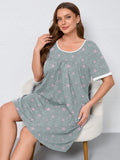 Women's Plus Size Nightgown Short Sleeve Sleepwear Dress Casual Loungewear