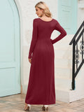 Chiclily Women's Long Sleeve Loose Plain Maxi Dresses Casual Long Dresses with Pockets