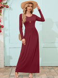 Chiclily Women's Long Sleeve Loose Plain Maxi Dresses Casual Long Dresses with Pockets