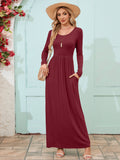 Chiclily Women's Long Sleeve Loose Plain Maxi Dresses Casual Long Dresses with Pockets