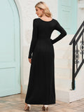 Chiclily Women's Long Sleeve Loose Plain Maxi Dresses Casual Long Dresses with Pockets