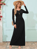 Chiclily Women's Long Sleeve Loose Plain Maxi Dresses Casual Long Dresses with Pockets