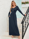 Chiclily Women's Long Sleeve Loose Plain Maxi Dresses Casual Long Dresses with Pockets