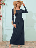 Chiclily Women's Long Sleeve Loose Plain Maxi Dresses Casual Long Dresses with Pockets
