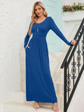 Chiclily Women's Long Sleeve Loose Plain Maxi Dresses Casual Long Dresses with Pockets