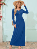 Chiclily Women's Long Sleeve Loose Plain Maxi Dresses Casual Long Dresses with Pockets