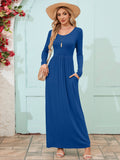 Chiclily Women's Long Sleeve Loose Plain Maxi Dresses Casual Long Dresses with Pockets