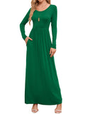Chiclily Women's Long Sleeve Loose Plain Maxi Dresses Casual Long Dresses with Pockets