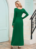 Chiclily Women's Long Sleeve Loose Plain Maxi Dresses Casual Long Dresses with Pockets
