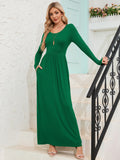 Chiclily Women's Long Sleeve Loose Plain Maxi Dresses Casual Long Dresses with Pockets