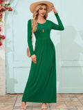 Chiclily Women's Long Sleeve Loose Plain Maxi Dresses Casual Long Dresses with Pockets