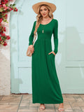Chiclily Women's Long Sleeve Loose Plain Maxi Dresses Casual Long Dresses with Pockets