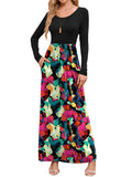Chiclily Women's Long Sleeve Loose Plain Maxi Dresses Casual Long Dresses with Pockets