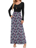 Chiclily Women's Long Sleeve Loose Plain Maxi Dresses Casual Long Dresses with Pockets