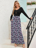 Chiclily Women's Long Sleeve Loose Plain Maxi Dresses Casual Long Dresses with Pockets