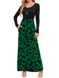 Chiclily Women's Long Sleeve Loose Plain Maxi Dresses Casual Long Dresses with Pockets