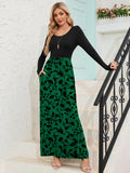 Chiclily Women's Long Sleeve Loose Plain Maxi Dresses Casual Long Dresses with Pockets