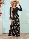 Chiclily Women's Long Sleeve Loose Plain Maxi Dresses Casual Long Dresses with Pockets