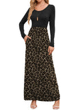 Chiclily Women's Long Sleeve Loose Plain Maxi Dresses Casual Long Dresses with Pockets