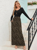 Chiclily Women's Long Sleeve Loose Plain Maxi Dresses Casual Long Dresses with Pockets