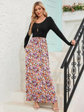 Chiclily Women's Long Sleeve Loose Plain Maxi Dresses Casual Long Dresses with Pockets