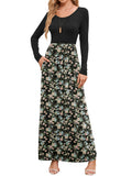 Chiclily Women's Long Sleeve Loose Plain Maxi Dresses Casual Long Dresses with Pockets