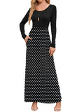 Chiclily Women's Long Sleeve Loose Plain Maxi Dresses Casual Long Dresses with Pockets
