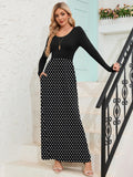 Chiclily Women's Long Sleeve Loose Plain Maxi Dresses Casual Long Dresses with Pockets